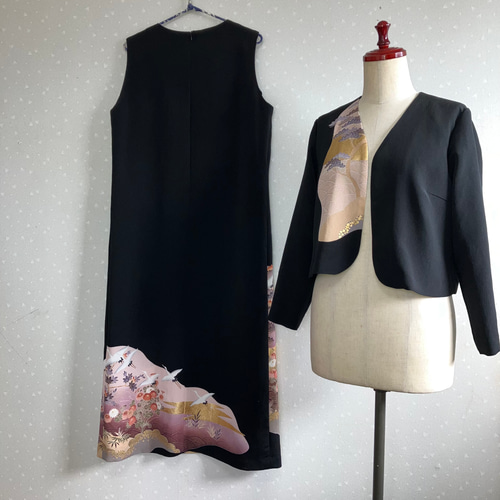 No.134ノースリーブワンピースとボレロ カーブ L〜 LL13号留袖ドレス