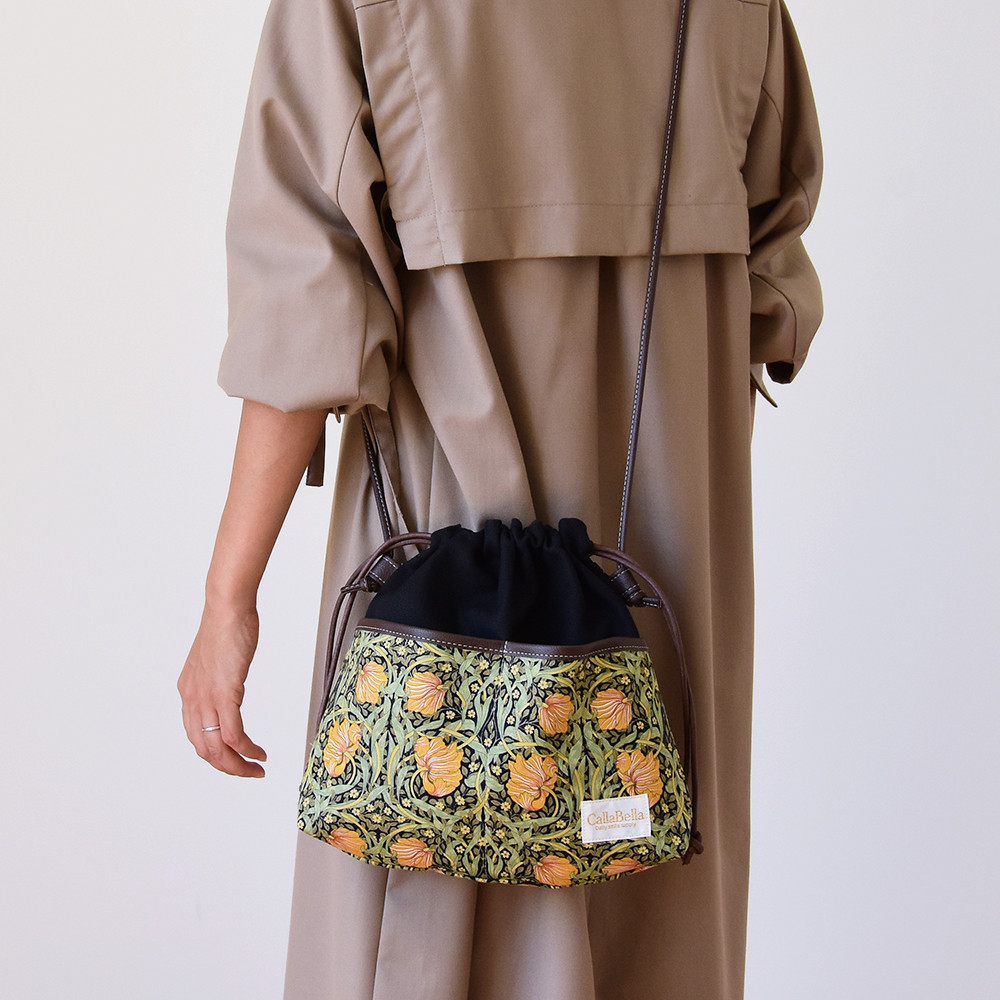 モリス 倉敷帆布 巾着バッグ 国産 撥水レザー 2WAY ショルダーバッグ「ピンパネル A」 ギフト