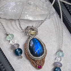 モスアクアマリンのマクラメネックレス ネックレス・ペンダント Mito