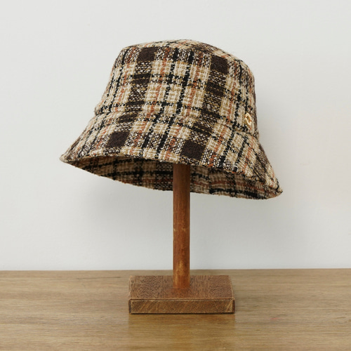 リングツイードチェックバケットハット/ブラウン 245-1-200 ハット