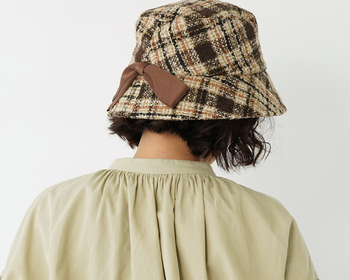 リングツイードチェックバケットハット/ブラウン 245-1-200
