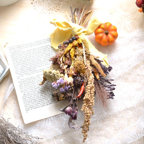 オータムカラー・ハロウィンドライスワッグ・ハロウィンカラーのドライ  