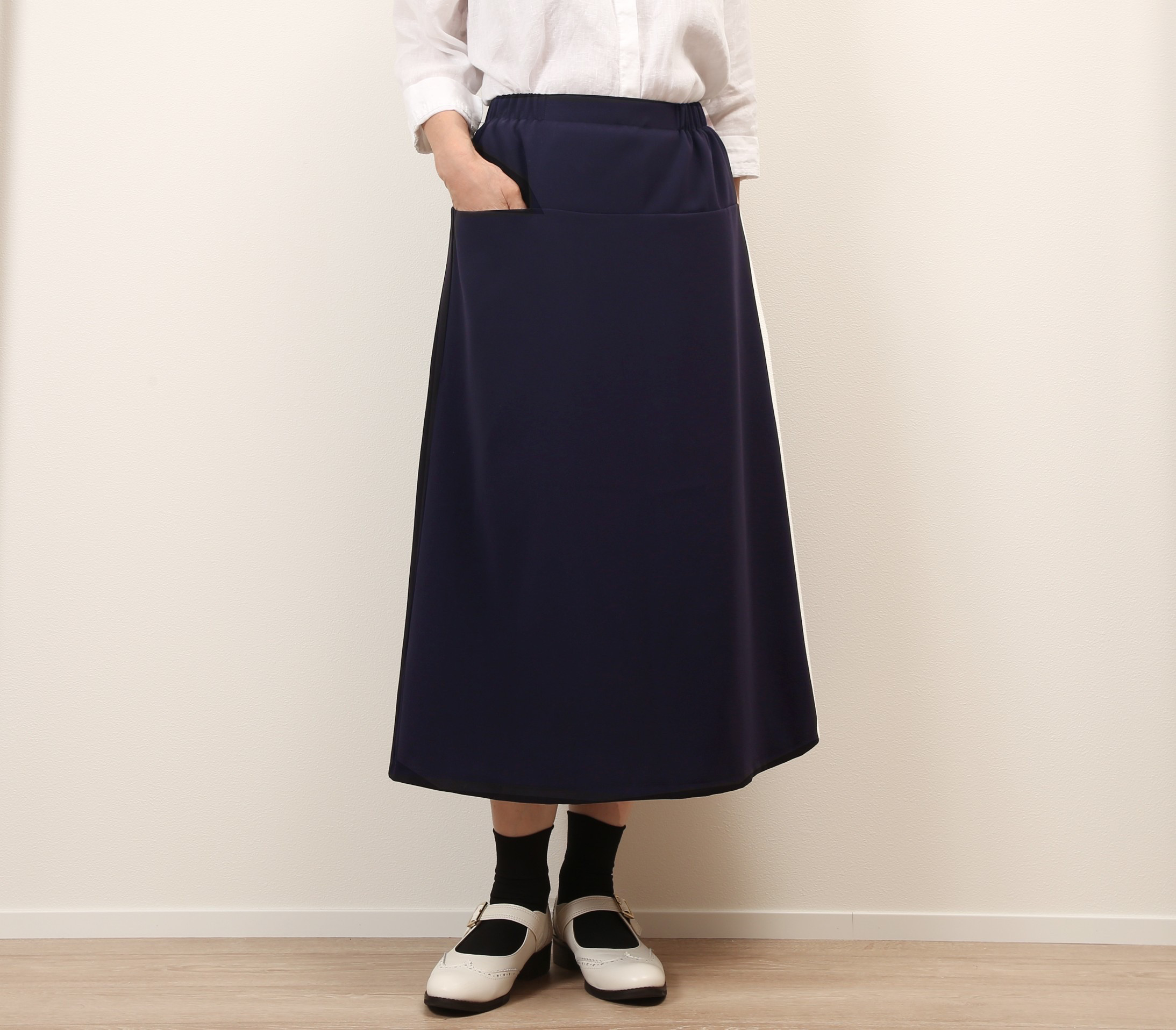 #450シンプルスカート(ダークネイビー)