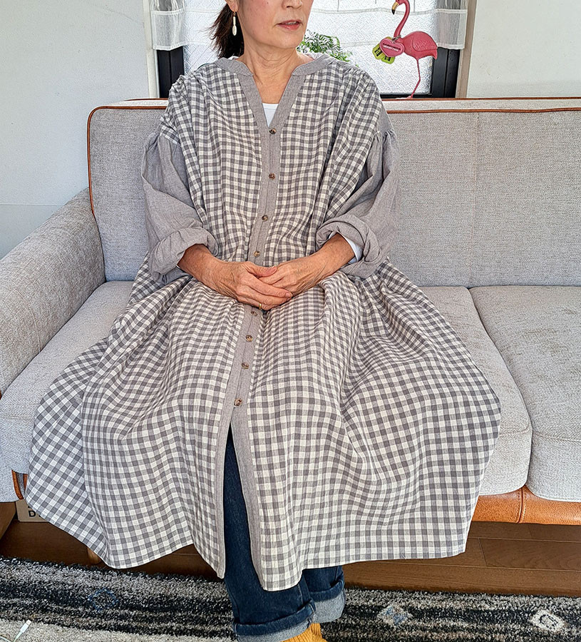 ギンガムチェック2WAYワンピース 割烹着 ワンピース tutti ツゥッティ