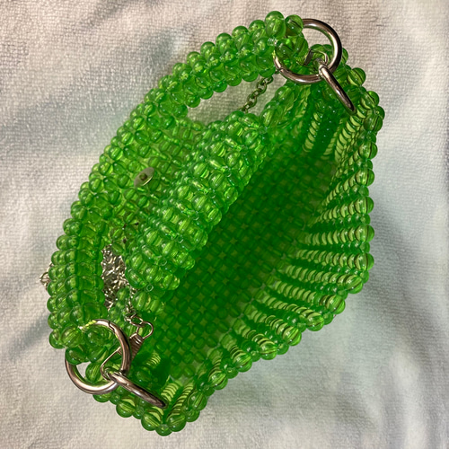ビーズ織りバック とっておきのがま口バッグ ウールガーゼ ビーズ刺繍 ブラック