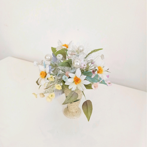 染め布花＊マーガレットのミニ花束・小さい花飾り 布花インテリア