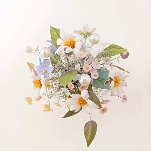 染め布花＊マーガレットのミニ花束・小さい花飾り 布花インテリア