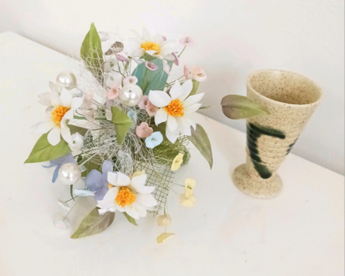 染め布花＊マーガレットのミニ花束・小さい花飾り 布花インテリア