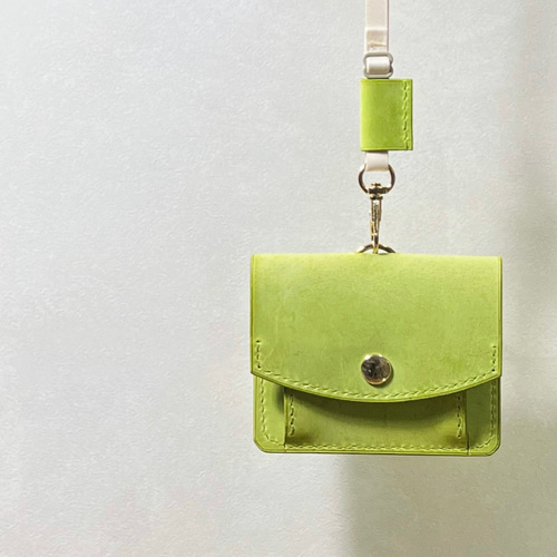 鍵が仕舞える☆IDパスケース【イタリアンレザー・ライトグリーン】名