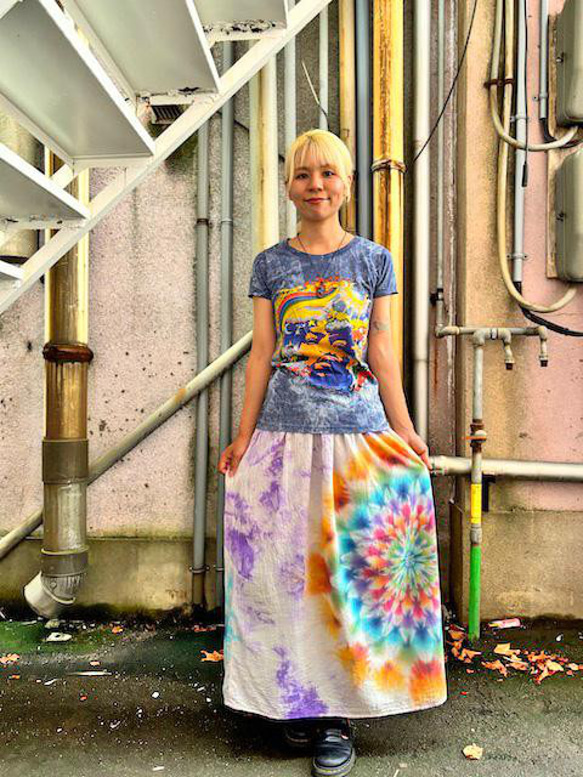 タイダイ染め スカート パープル ムラ染め 幻想的な大曼荼羅 HD22-42