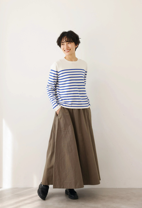 ★現貨★ 經典條紋針織長袖毛衣，配色協調，白色和藍色，240918-1 第8張的照片