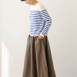 ★現貨★ 經典條紋針織長袖毛衣，配色協調，白色和藍色，240918-1 第5張的照片