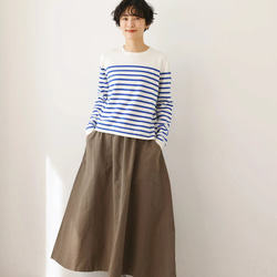 ★現貨★ 經典條紋針織長袖毛衣，配色協調，白色和藍色，240918-1 第7張的照片