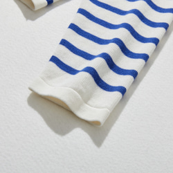 ★現貨★ 經典條紋針織長袖毛衣，配色協調，白色和藍色，240918-1 第14張的照片