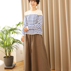 ★現貨★ 經典條紋針織長袖毛衣，配色協調，白色和藍色，240918-1 第4張的照片