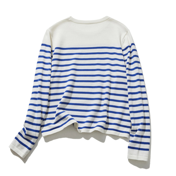 ★現貨★ 經典條紋針織長袖毛衣，配色協調，白色和藍色，240918-1 第15張的照片