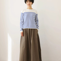 ★現貨★ 經典條紋針織長袖毛衣，配色協調，白色和藍色，240918-1 第6張的照片