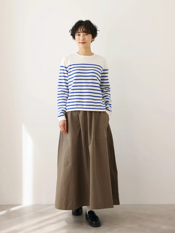 ★現貨★ 經典條紋針織長袖毛衣，配色協調，白色和藍色，240918-1 第6張的照片