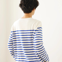 ★現貨★ 經典條紋針織長袖毛衣，配色協調，白色和藍色，240918-1 第9張的照片