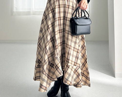新品♡チェック柄ロングスカート♡YAMADAYA♡送料込み 全3色】ウエストゴム 楽ちん ゆったりばき チェック柄 イ