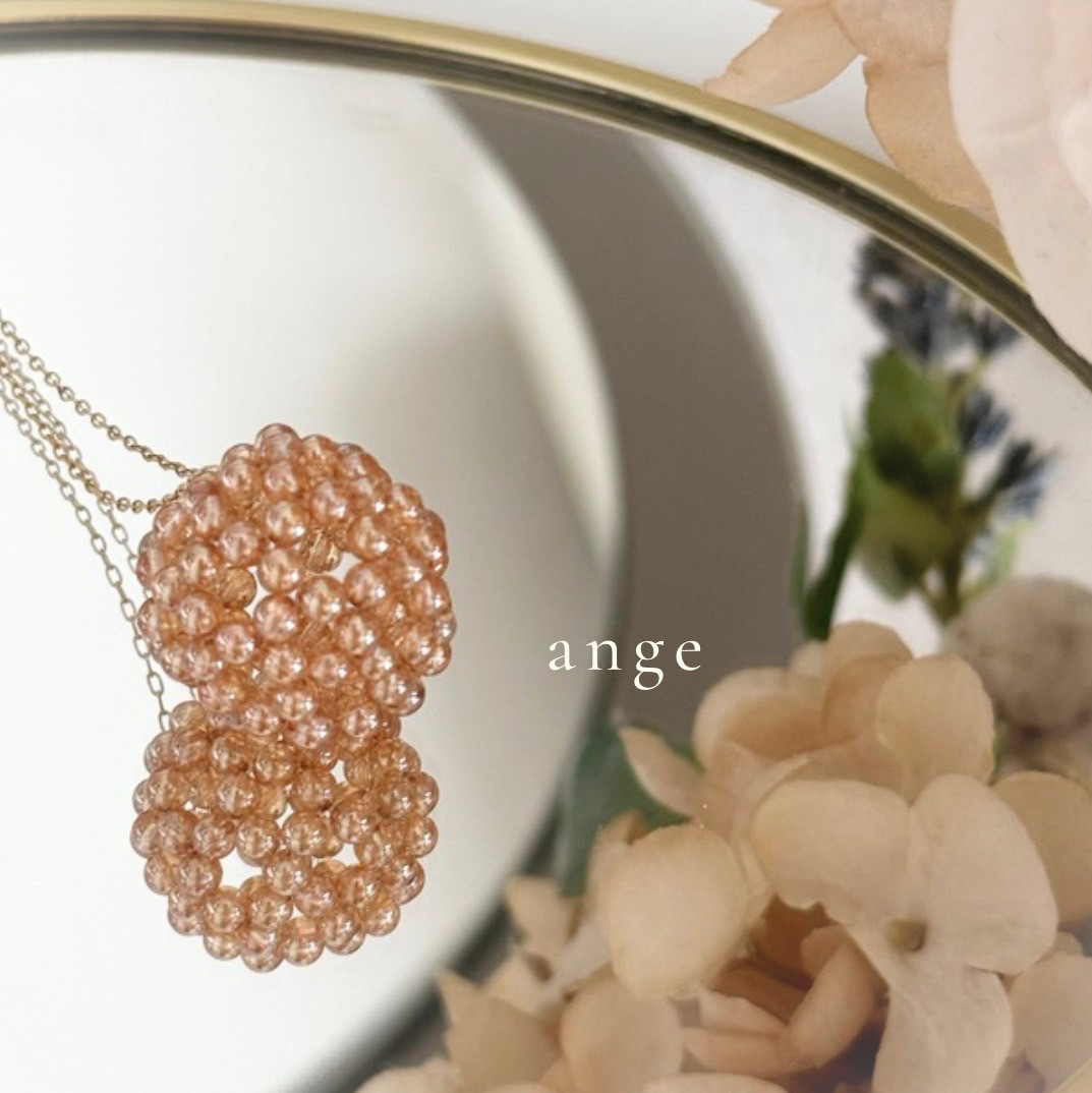 クリスタルネックレス 天然石,シャンパンオーラ,3mm