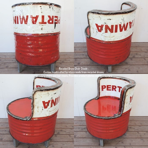 廃材のドラム缶をレストアしたソファ 1点物 ドラム缶をリメイクした
