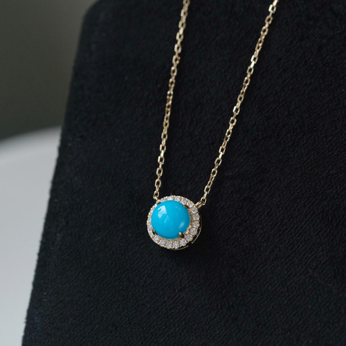 天然ダイヤモンド付きターコイズネックレスk18 ネックレス・ペンダント  