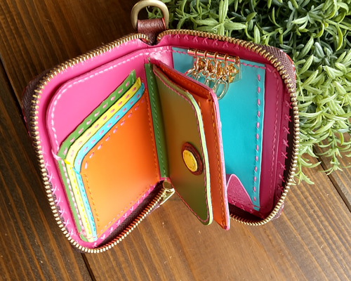 【新品】◇フルラ◇ カラフル / カデナ＆ハートチャーム / レザー 折り財布 FURLA - 【新品】◇フルラ◇ カラフル / カデナ＆ハートチャーム