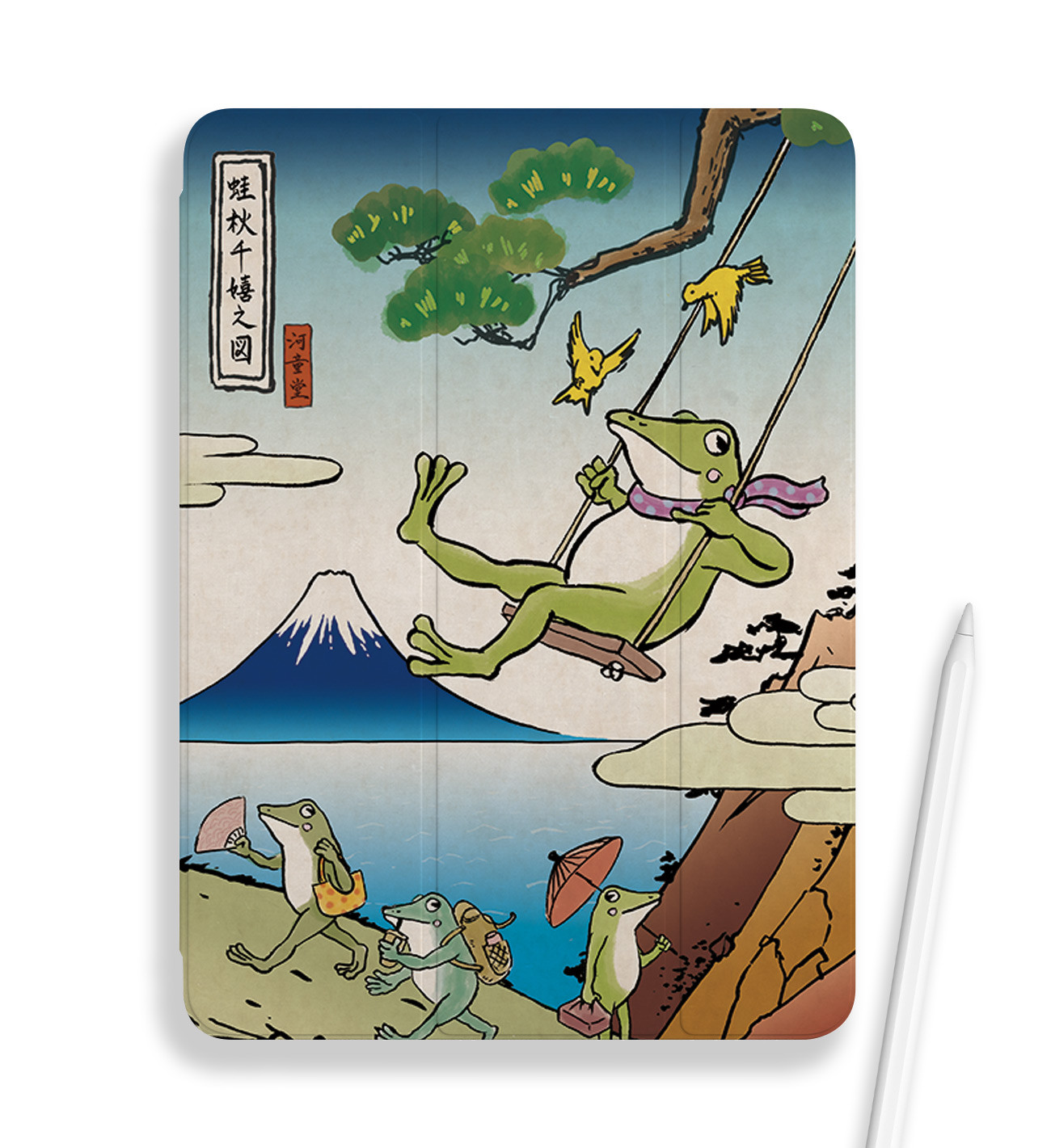 手帳型iPadケース　カエルブランコ