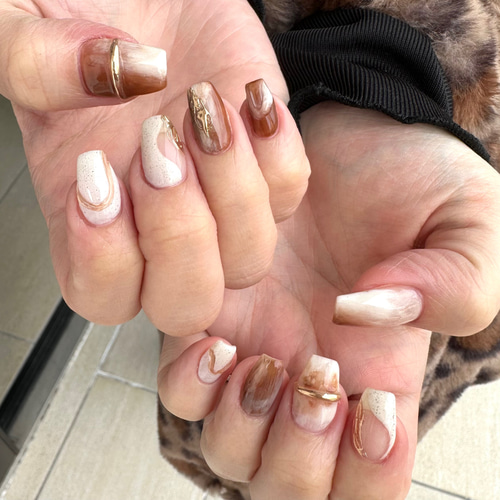 ネイルチップ / リングネイル / 秋ネイル / ニュアンスネイル