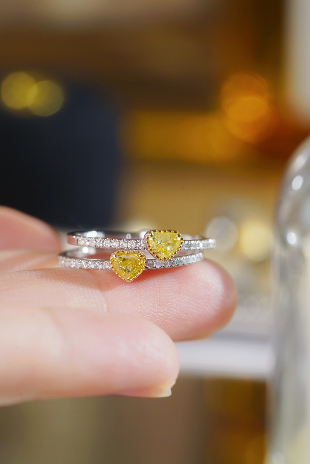 イエローダイヤモンド付きリングk18