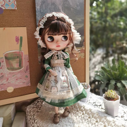 JANAYA ハンドメイド ブライスblythe服 緑色森ガールワンピース