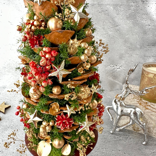 松ぼっくりの星降るクリスマスツリー Red&Gold Special Tree