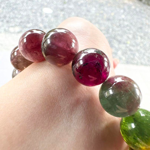 ウォーターメロントルマリン 13.5mm 大玉 ブレスレット 天然石