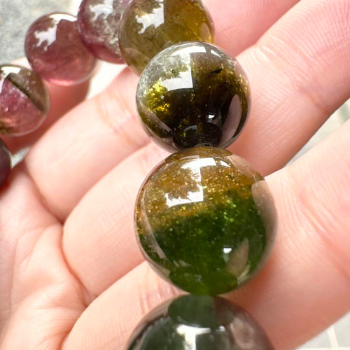 ウォーターメロントルマリン＆ゴールデンスキャポライト　ブレスレット ウォーターメロントルマリン＆ゴールデンスキャポライト