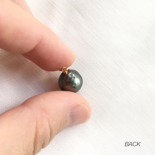K14GF】照り綺麗 タヒチ黒蝶バロックパール 1粒ネックレス ブラック 