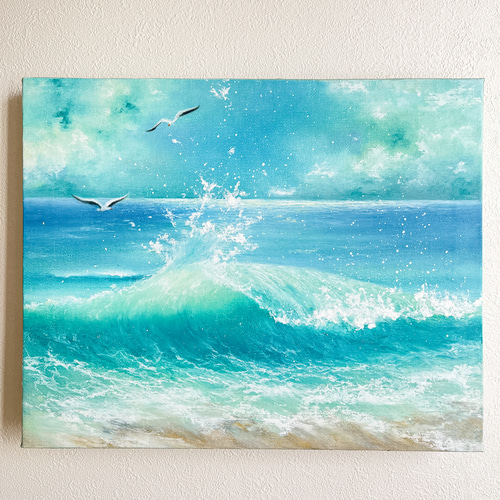 海の波 パステル画