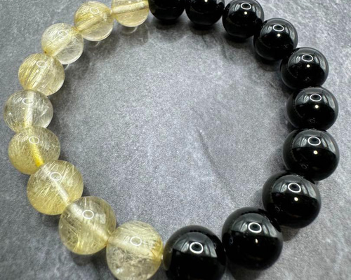 高品質 ルチル✖️オニキスブレス 大玉 天然石 ブレス ブレスレット