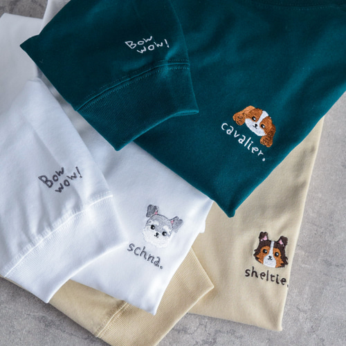 在庫限りSALE】選べる犬種74種！刺繍ロングスリーブTシャツ 名入れ可