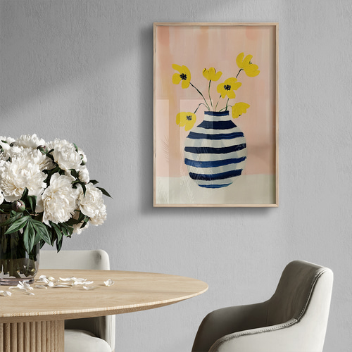 油絵　専用　黄色い花を差した花瓶 油絵 専用 黄色い花を差した花瓶