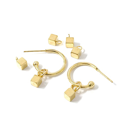 esp10 [10個] 316L 約4毫米立方體醫用不鏽鋼 18KGP 吊墜 第5張的照片