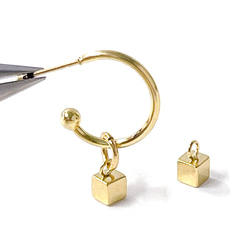 esp10 [10個] 316L 約4毫米立方體醫用不鏽鋼 18KGP 吊墜 第4張的照片