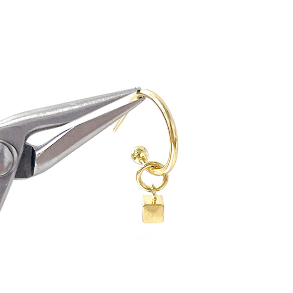 esp10 [10個] 316L 約4毫米立方體醫用不鏽鋼 18KGP 吊墜 第6張的照片