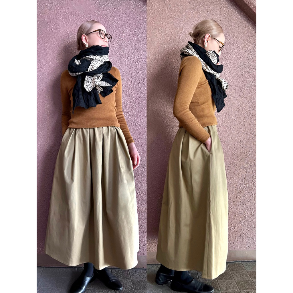RATA❤️マキシ丈❣️長さ選べる❤️スッキリ綺麗な腰回り❣️ふんわり広がる大人のロングフレアスカート❤️