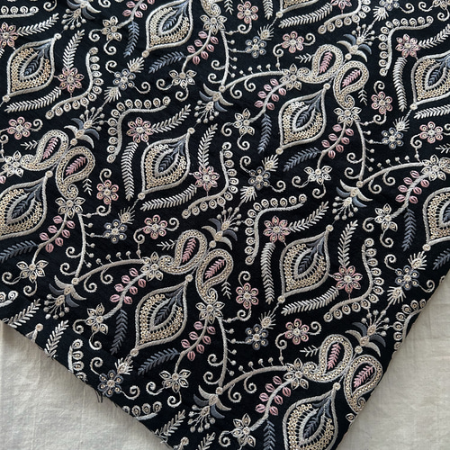 45cm》幅約90-100cm前後 刺繍生地 インド刺繍 直輸入 ハンドメイド