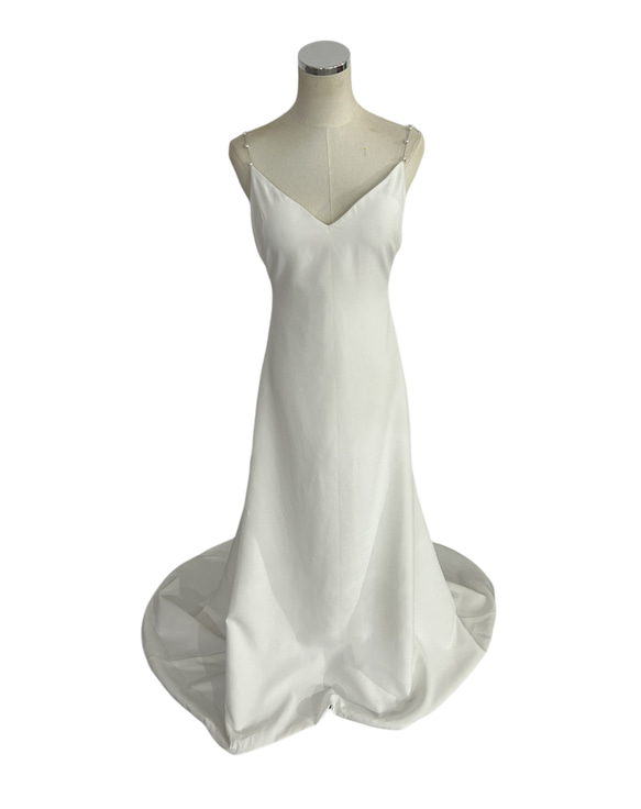 パーティードレス キャミソール ビーズ オフホワイト 色直し 前撮り  