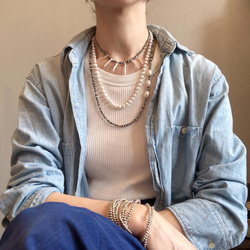 シルバーパールネックレス120cmナバホパールネックレスsilver925 パール×ナバホパールネックレス silver925navajo ネックレス