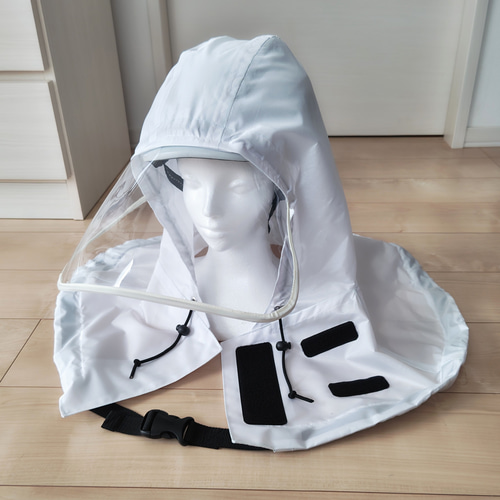 ふるさと納税 再再販】フード型レインハット・ヘルメット用レインハット（白 ウェア