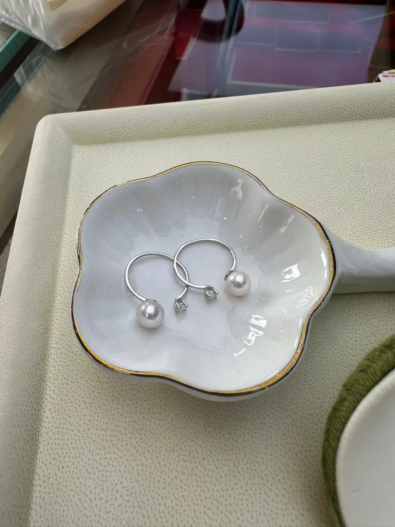 パール指輪 レディースリング7-8mm本物真珠淡水結婚記念ギフト　ハンドメイドアクセサリー