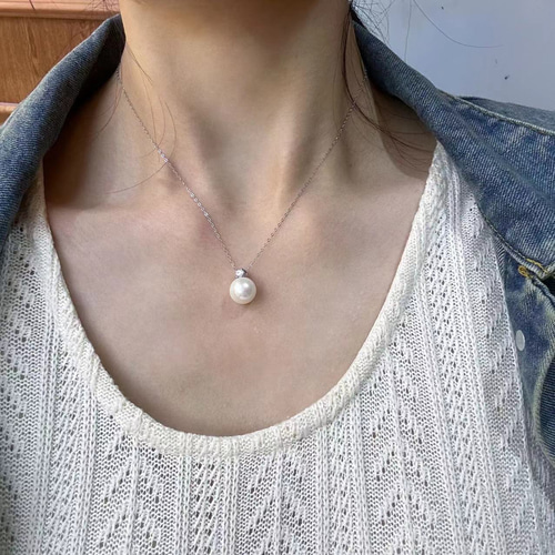 パールネックレス 11-12mm丸パール本物淡水真珠925シルバー結婚